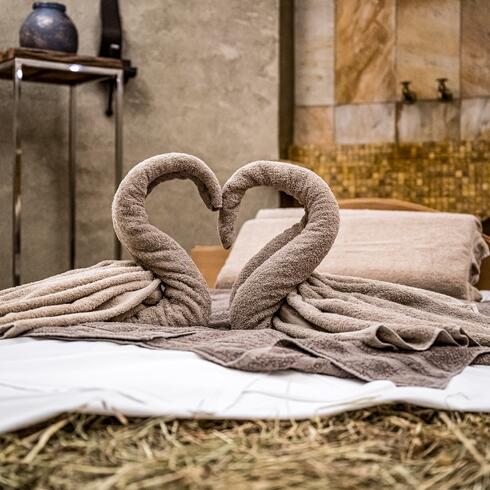 hay bed in the wellness area