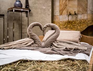 hay bed in the wellness area