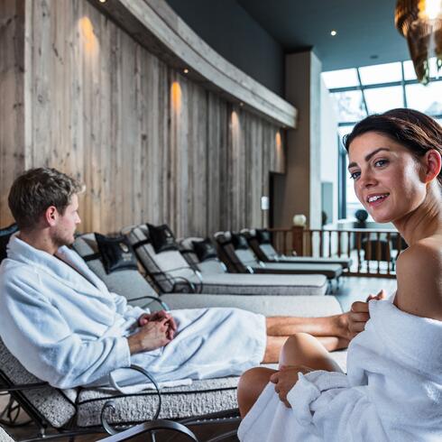 couple in bathrobe Wellness hotel Obergurgl