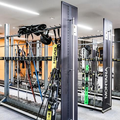 ski storage room at the hotel in obergurgl